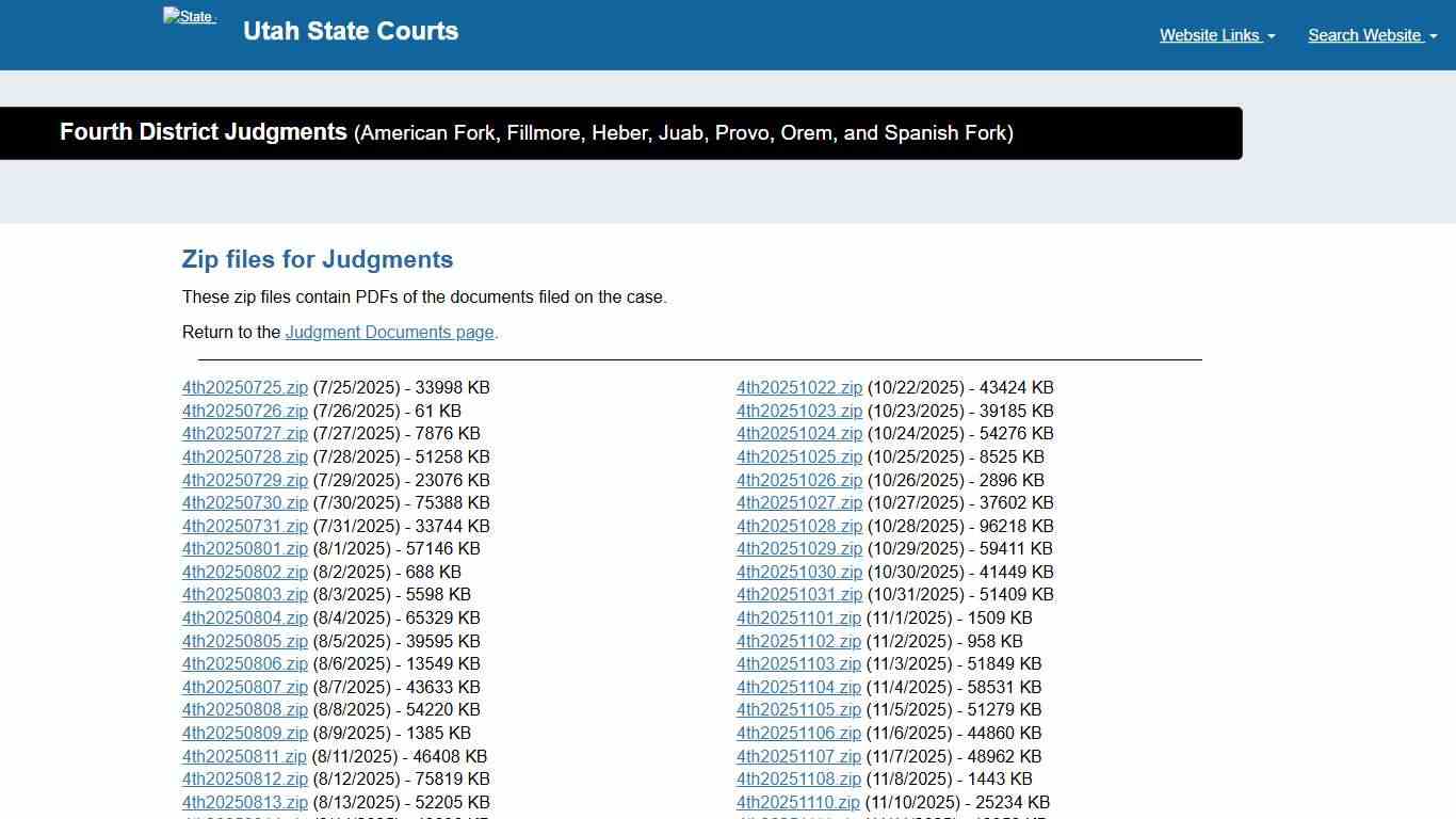 Fourth District Judgments (American Fork, Fillmore, Heber, Juab, Provo, Orem, and Spanish Fork) - Utah Courts
