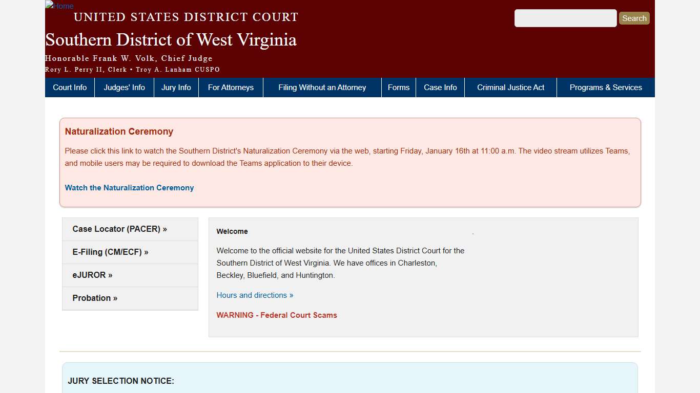 Southern District of West Virginia | United States District Court